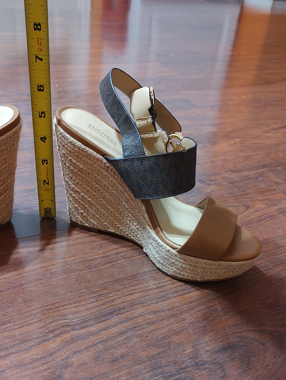 MICHAEL Michael Kors Tan and Brown Espadrille Wedge Sandals - Picture 2 of 5